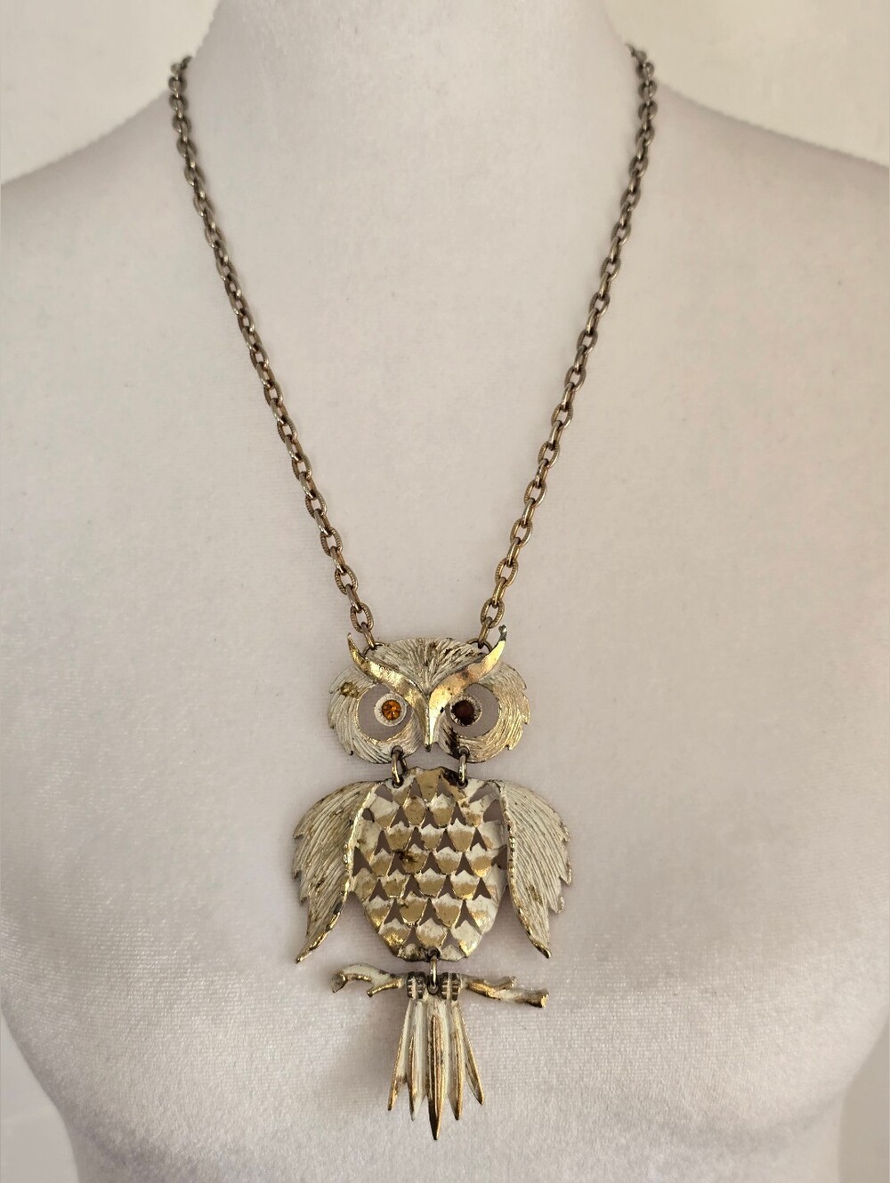 Vintage Gold Owl Pendant Necklace